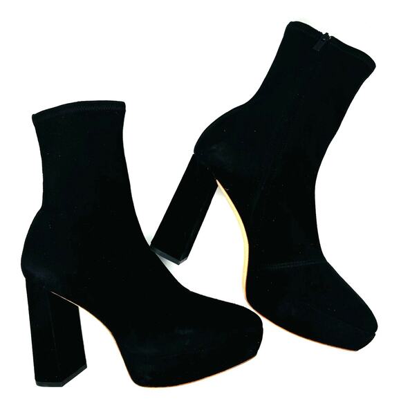 LOEFFLER Randall Black velvet Camden Black Platform Bootie size 9.5 - Picture 3 of 9